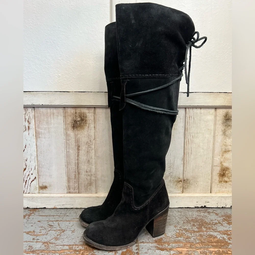Freebird By Steven Brock Black Suede Over The Knee Boots